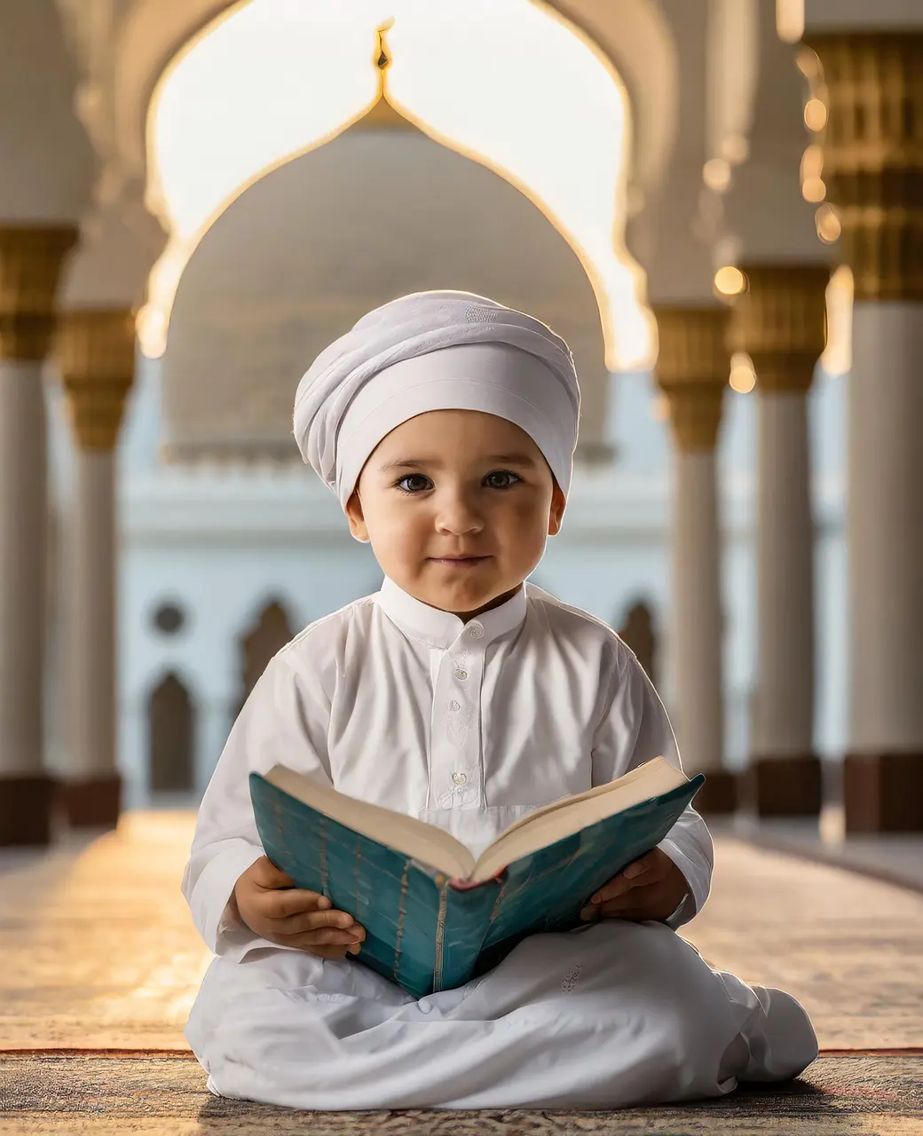 A kid reading Quran